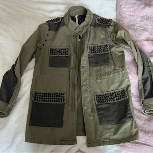 Khaki green studded jacket